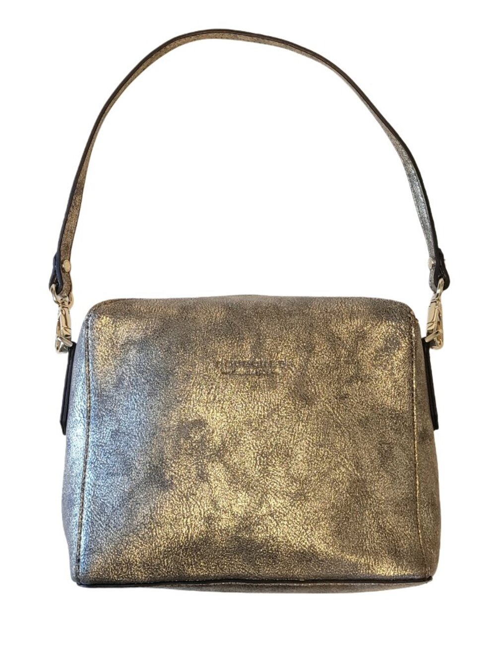 Maison Pourchet Paris Cassetta Varnished Gold Shoulder Bag